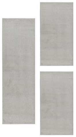 HomebyHome Bettumrandung Schlafzimmer 3 teilig Teppich Creme - Waschbarer Bettumrandung Teppich Läufer Set Extra Flauschig Bettvorleger Schlafzimmer Bettset:2 St. 60x100 cm | 1 St. 80x250 cm