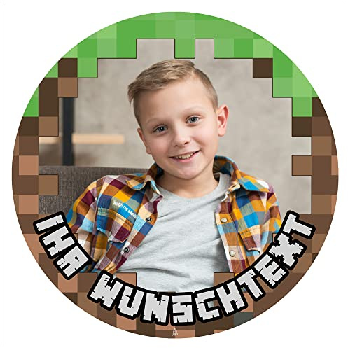 J&M DECO Personalisiert Tortenaufleger Gamer – essbares Tortenbild mit eigenem Foto & Wunschtext – Ø 20 cm Kuchendekoration aus Zuckerpapier – individuelle Tortendeko für Geburtstag, Gaming-Party
