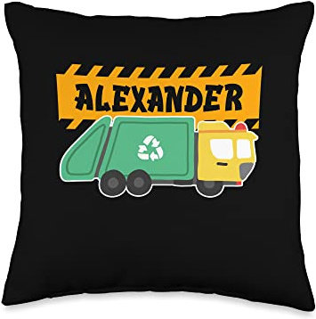 Waste Collector Dump Trash Recycling Lover Alexander Trash Truck for Kids Collector Ecologist Garbage Throw Pillow, 16x16, Multicolor