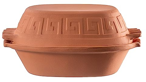 KADAX Clay Roaster, Ceramic Pot with Lid for Microwave and Oven, Steamer Made of Natural Materials, Casserole Dish for Fat-free Cooking, Roasting Pot (Oval, 4L), K8756
