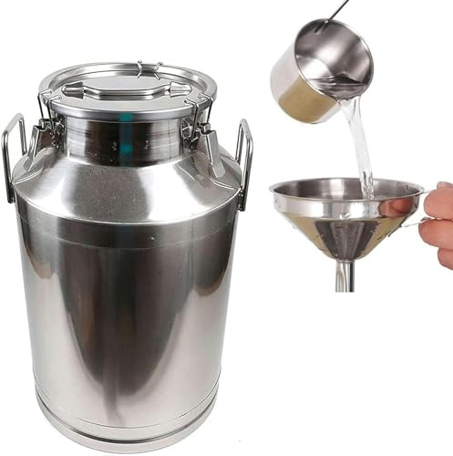 Bidone per Il Latte in Acciaio Inossidabile 304, Secchio per Il Trasporto del Latte per Carichi Pesanti da 15-68 Litri, Secchio per Vino, Barile per Olio, con Coperchio Sigillato in Silicone per Cont