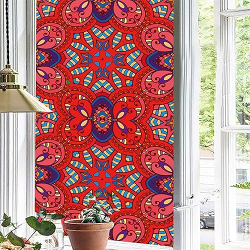 Sichtschutzfolie 3D Fensterfolie Glasdekorfolie PVC für Badezimmer Kinderzimmer Küche,Schlafzimmer Wohnzimmer Esszimmer Büro Hotels Klassenzimmer 44.5cmx300cm Rot