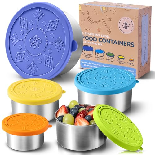 Everusely Contenitori per alimenti in acciaio inox, set da 5, Summer