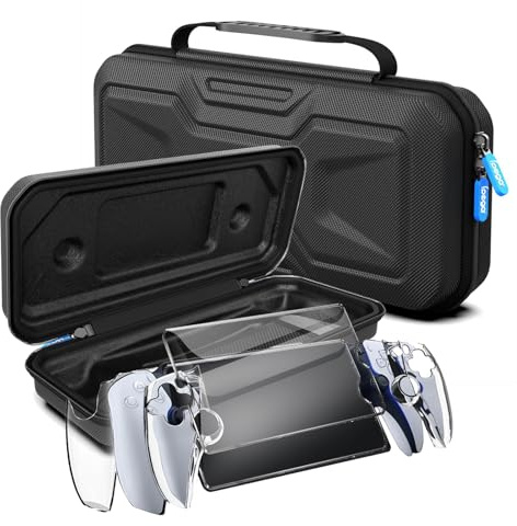 ZVCXOE Premium Carring Case for Sony PlayStation PS5 Portal,Travel Storage Case for PS5 Handheld Consoles, Shockproof,Anti-Collision Black Handbag + Playstation Portal Clear Case + Screen Protector