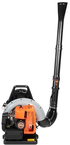 VonVVer Souffleur à essence 63 cc 2 temps – Aspirateur à feuilles portable 2,7 kW refroidi par air 6800 tr/min pour souffler des feuilles, copeaux de bois, déchets de jardin