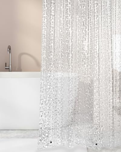 OTraki Duschvorhang 180x200, Transparent Duschrollo für Badewanne, Geruchsfreie PEVA Duschvorhang Anti Schimmel, Bath Curtain 3D Klare mit 12 Haken, Haken5,7 × 3,8, 3 Magnete für Nass Zimmer Badewanne