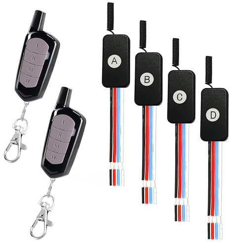WOODGUILIN 5V-30V Funkschalter 3A 4-Wege Mini Relais Funk Schalter | 50m Reichweite für Sprühgeräte Sprühpumpen Unkrautstecher Licht Motor Alarm