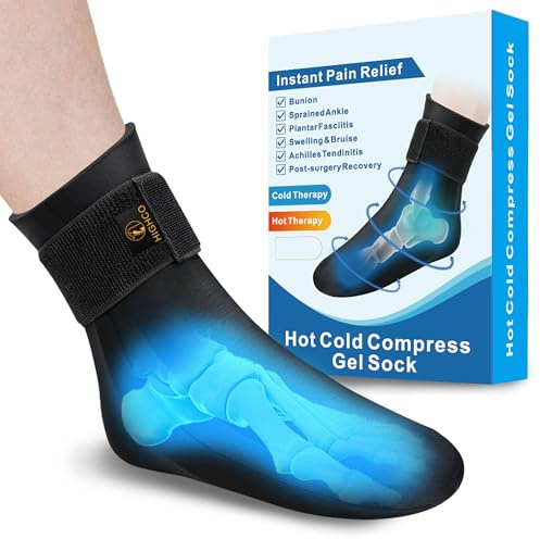 highco Gel Kühlpack Fuß & Knöchel – Sofortige Schmerzlinderung bei Plantarfasziitis, 360° Kältekompression gegen Schwellungen, Wiederverwendbare Kältebandage für Sport & Alltag（Schwarz）