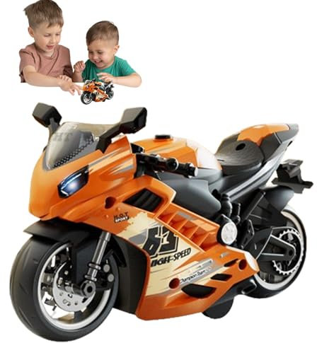 Generisch Motorrad-Spielzeug-Set | Spielzeugfiguren-Set mit Sound- und Lichtfunktionen - Freundliches Motorrad mit Rückzugsmotor für Kinder, Mädchen, Erwachsene