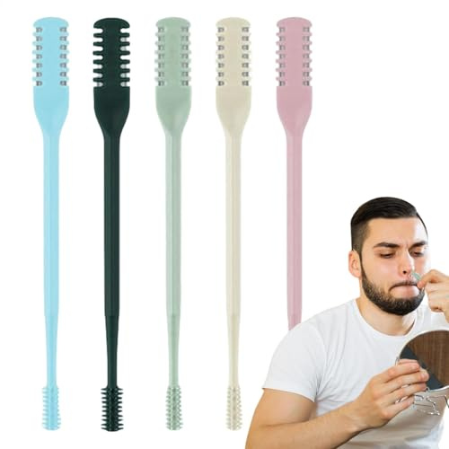 Nasenhaarschneider - Nasenhaarschneider für Herren, Nasenhaartrimmer für Nase, Manueller Nasenhaarschneider | 2-in-1 Nasenhaarentfernungsgerät mit 360° Rotation 5er Pack