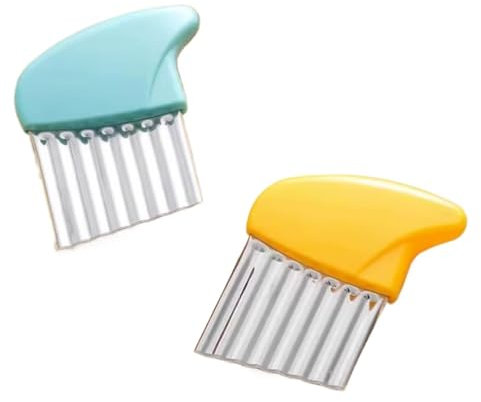 NJNNN 2 pièces Coupe-Pommes de Terre froissées, Acier Inoxydable, Coupe-Frites, imperméabilisant, for Pommes de Terre, Carottes, Chips et Fruits 5,5 Pouces (Vert et Bleu)