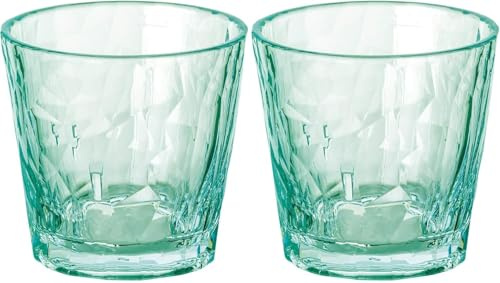 koziol Superglas Club No. 22, 2 Stück, 250 ml, Wein-Tumbler, Glas aus kristallklarem Kunststoff, luxuriös, unzerbrechlich, wiederverwendbar, Party, Camping, 2er Set (Transparent Jade)