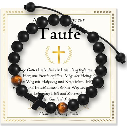 wynn's Geschenke zur Taufe Firmung Kommunion Konfirmation für Jungen, Geschenk für Sohn Bruder, Kreuz Armband für Junge Sohn Bruder Enkel Neffe Geschenkbox