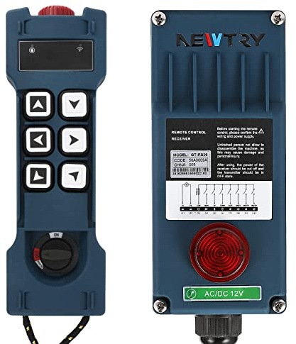 NEWTRY 12V Drahtlose Kran-Fernbedienung 6 Tasten Industriekran Kontrolleur Elektrischer Hebeschalter mit 1 Sender & 1 Empfänger