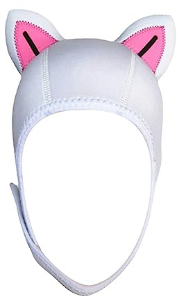 Tdoutop Thermal Surfing Hood Cat Ears Diving Hood 3mm Neoprene Hood Headgear Waterproof Comfortable Swimming Cap for Girls Boys Snorkeling, Black Line M