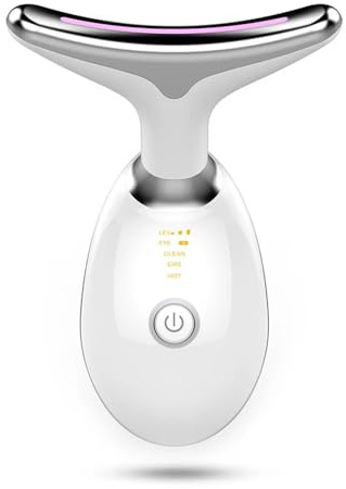 Massaggiatore Antirughe Viso EMS Lifting del Collo, Impacco Caldo a 45°Temperatura Costante, Lampada Di Bellezza, trattamento viso lifting