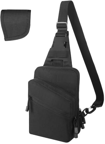 FUNANASUN Sling Chest Crossbody Bag, Taktische Umhängetasche Herren mit Holster Festinstallierte Pistole, Wasserdicht Outdoor Schultertasche Herren Damen für Jagd, Läufer, Camping, Wandern, Radfahren