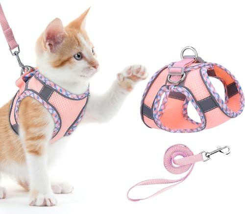 Ankilo Katzengeschirr, kleine Hunde, Leine gegen Ausweichen, Rosa