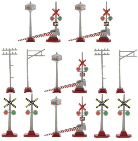 LIOOBO 2ensembles Panneau de Signalisation et Feux de Signalisation Miniatures Jouet de Passage à Niveau pour Maquette de Train Miniature Décor de Modélisme Ferroviaire