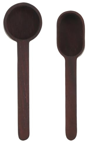 OSALADI Lot de 2 Cuillères Doseuses à Café en Bois Massif de Noyer Noir Cuillère à Café en Bois Grains de Thé Expresso Ustensile Cuisine Précis et Polyvalent pour Préparation et Service