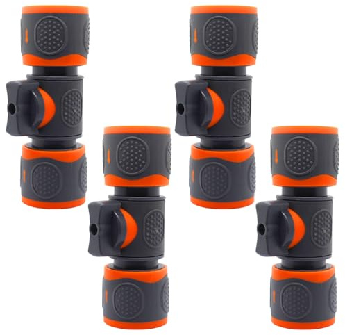 4 Pezzi Raccordo Tubo Acqua Giardino – Raccordi per Tubi Irrigazione con Valvola Regolazione, Prolunga Connettore Tubo giardino, per Attacco Rapido Acqua 1/2
