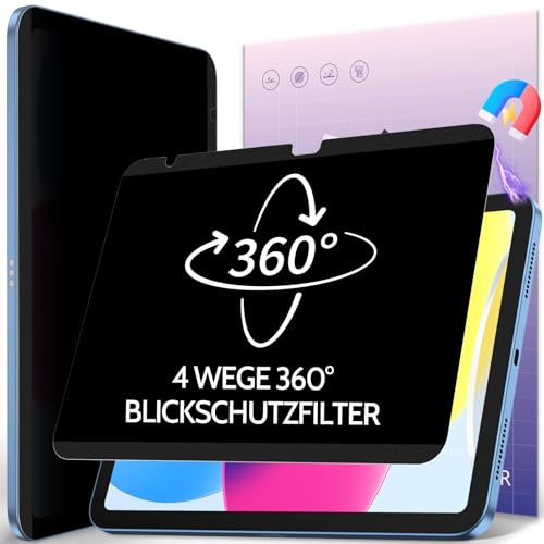 IPROKKO 360°Magnetischer Blickschutzfilter für iPad 10. Gen 10,9 Zoll 2022/iPad 11. Gen(A16) 11 Zoll 2025，Abnehmbar 4-Wege Blickschutzfilter Privacy Screen, Anti Blaulicht Blendschutz