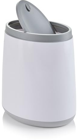 Minky Bathroom Bin with Swing Lid, Oval-Shaped Compact 8L Bin, UK Made