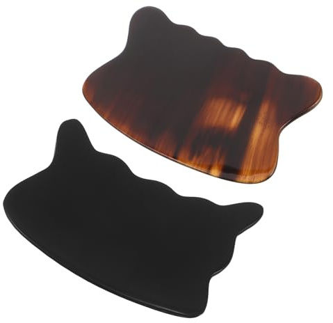 SECFOU 2 St Oxhorn Gua Sha Massagebräda Ergonomisk och Ansiktsverktyg för Djupvävnadsmassage Bärbar Ansiktsformande och Handledsmassage för Hemmaspa och Självbehandling