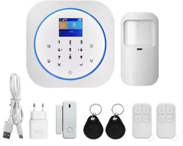 Sistema de seguridad para el hogar, sistema de alarma inalámbrico con sensor de movimiento, sensor de puerta/ventana y control remoto, funciona con Smart Life, aplicación Tuya y Alexa (juego de