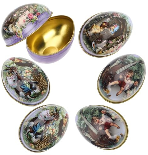 LALADEFIEE Boîte à Bonbons en Fer D'œuf de Pâques, Lot de 6, Motif Lapin Créatif, Facile à Transporter et Résistante la Déformation pour Décorations de Fête Plusieurs styles