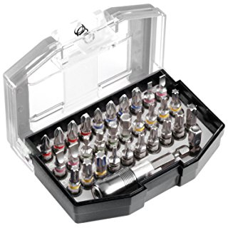 kwb Most Wanted Bit-Box – 32-tlg inkl. Bits, Schnellwechsel-Bithalter mit Magnet in stabiler Kunststoff-Box mit Gürtelclip
