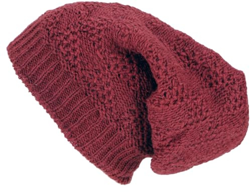 GURU SHOP Handgestrickte Lange Beanie Mütze, gefütterte Wollmütze, warm | Wollmütze mit Fleecefutter, handgestrickt, Unisex, komfortable Passform, fair gehandelt, wasserabweisend