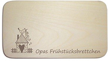 Frühstücksbrett « OPAS FRÜHSTÜCKSBRETTCHEN » das perfekte Geschenk für den Opa zum Vatertag Weihnachten Ostern oder Geburtstag - Schneidebrett mit Motiv Vogelhaus Herz Vogel