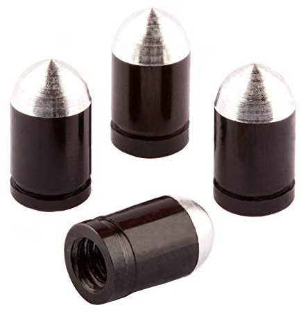 Bike Bits Presta Valve Caps - Use On Presta/French Valves (4 Pack) (Black, Bullet Shape)