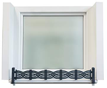 Protezione anticaduta, masu set di base, per fioriere da esterno alla finestra, adatto a qualsiasi davanzale da 78cm a 140cm senza forare, senza danneggiare la facciata, (Onde, Antracite)