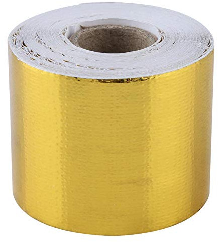 Cinta De Papel De Aluminio,Cinta Anticalorica Escape,Cinta Aislante Termica,1 Rollo Cinta Adhesiva De Protección Térmica Reflectante Adhesiva De Papel De Aluminio Dorado Para Automóvil(10m*5cm)