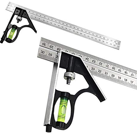 XTVTX Combination Square, Protractor, Stainless Steel Combination Angle, Measuring Tools, Parallel Ruler for All Carpenter's Angle Measurements, Stop Ruler, Marking Tool for Wood