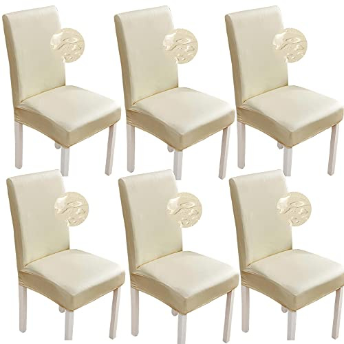 Wasserdichte Stuhlhussen 6er Set Stretch PU Stuhlbezug für Esszimmerstühle | Stuhlhussen, Stretch, Universell, Dekoration, hussen für stühle, Haus, Küche, Hotel, Restaurant, Bankett, Hochzeit, Party