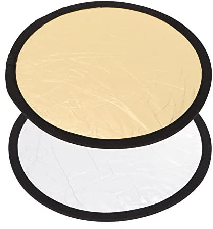 30cm/11.8 2-in-1 Portable Light Reflectors, Mini Silver and Gold Collapsible Round Disc Light Reflector with Bag, for Studio, Photography Photo