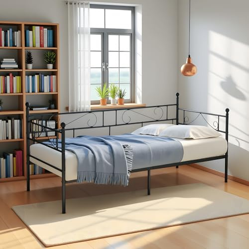 FetiNes Struttura Divano Letto 90x200 cm, per Interno ed Esterno, Nero