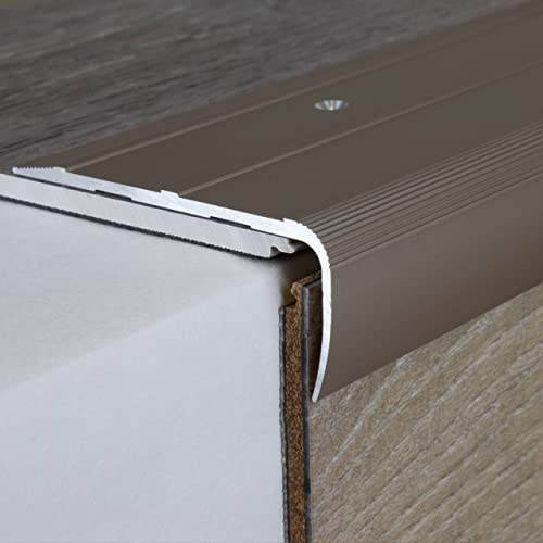 PROVISTON Profilo per scale, 28,5 x 75 x 1000 mm, bronzo chiaro, alluminio, profili in metallo di alta qualità, bordo per scale, da avvitare, profilo angolare di qualità, robusto, durevole