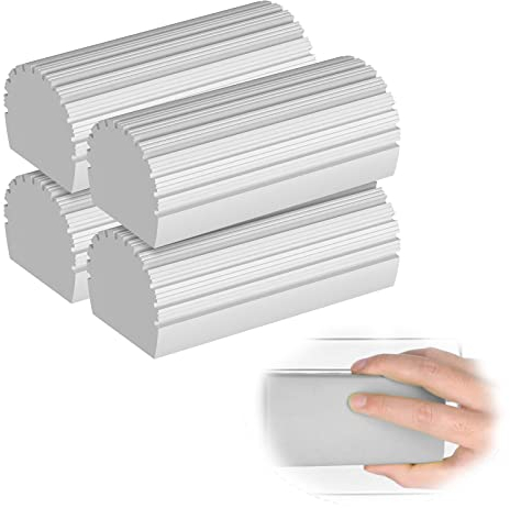 WOOXDYUK 4 esponjas de limpieza versátiles y prácticas, con fuerte absorción de agua, reutilizables y duraderas, ideales para persianas, cristales, espejos y mucho más (gris)