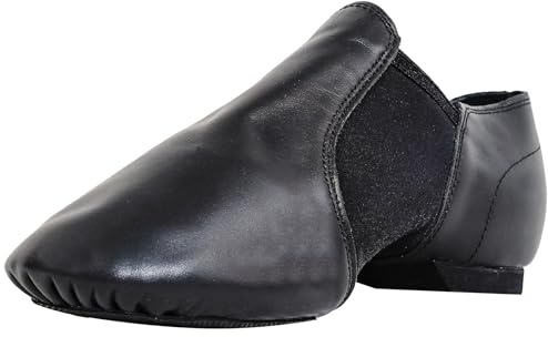 flexdans Jazzschuhe, Slip On Jazz Schuhe Echtes Leder Geteilte Sohle, Tanzpraxis & Performance Jazz Tanzschuhe für Damen Herren F010 Black 40
