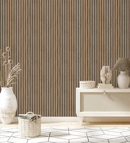 GAULAN 682814 Papier peint en lattes de bois naturel imitation panneau à lames pour mur salon chambre couloir stanza salle à mange tête de lit hall - Rouleaux de 10 m x 0,53 m