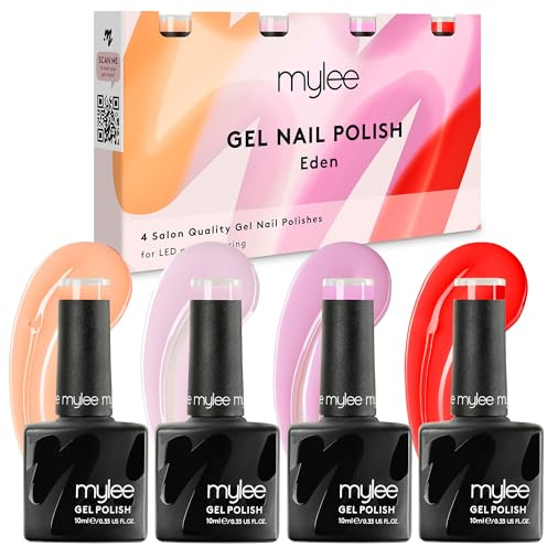 Mylee Gel-Nagellack 4x10ml [Eden Quad] - UV/LED, Maniküre, Pediküre, für professionellen Gebrauch im Salon sowie zu Hause [Frühling/Sommer 2024] - Lang anhaltend und mühelos aufzutragen