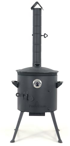 Utschak Uchag Feuerofen Ø 36 cm 2 mm Stahl mit Usbekische Kazan 10 L flacher Boden Thermometer Казан Учаг Kasan Asia (Set 1)