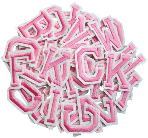 ZESION Set of 52 Iron-on Patches with Iron-on Adhesive for Jackets, Shirts, Hats, Bags, Jeans (Pink)