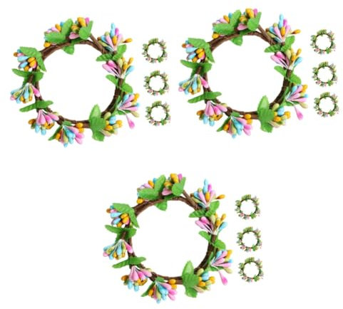 PRETYZOOM 12stücke Ostern Kerzenringe Mit Künstlichen Beeren Frühlingskranz Für Dekorative Teelichter Vielseitig Einsetzbar Für Tischdekoration Und Festliche Anlässe