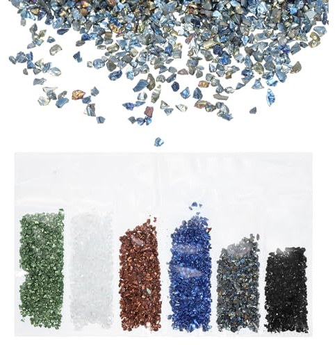 QUARKZMAN Frammenti Vetro Alto Lustro Frantumato 1-3mm 29g Rotto Vetro Pezzi Irregolare Vetro Metallico Cristallo Trucioli per Unghie Arte Artigianato Fai da Te Vaso Gioielli Multicolore