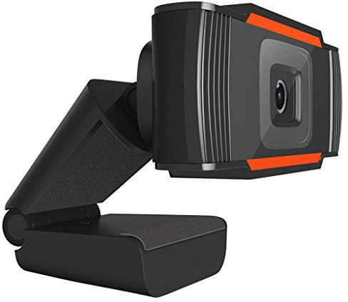 Webcam Barata con USB2.0 Laptop Micrófono Cámara Computadora 720P Webcam PC Foto Webcam Cover De Seguridad (Orange, One Size)